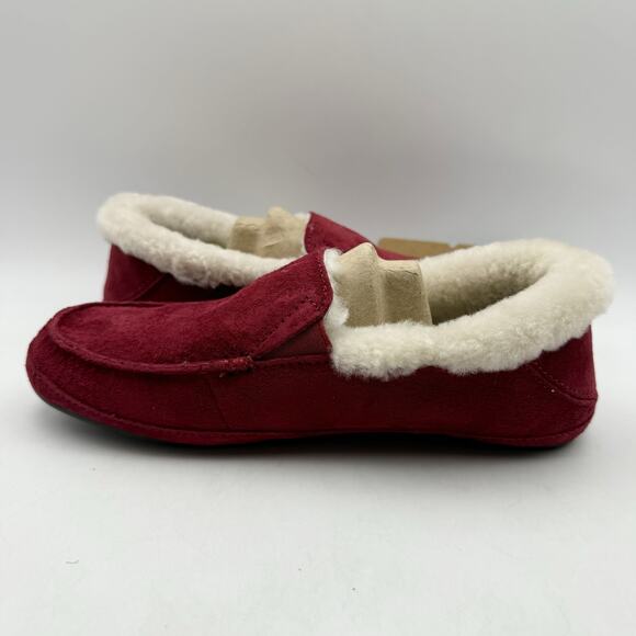 OluKai Womens Ku'Una Slippers US 6 EU 36 Red Lilikoi Leather Shearling NIB - Picture 7 of 12